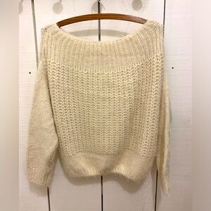 Boat neck chunky knit sweater
